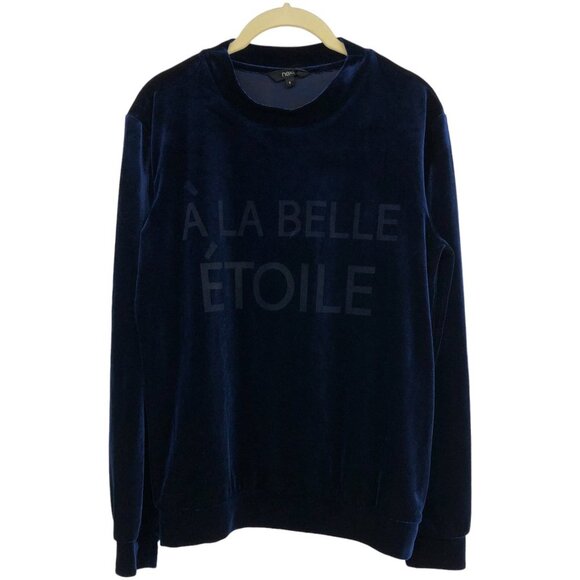 Next Apparel Royal Blue Long Sleeve Velvet Sweatshirt A La Belle Etoile size M - Picture 3 of 15